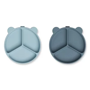 lot de 2 assiettes à ventouse Stacy whale blue liewood