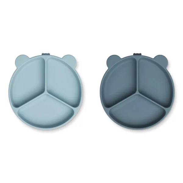 lot de 2 assiettes à ventouse Stacy whale blue liewood