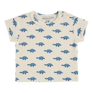 tee shirt éponge imprimé tortue bleu