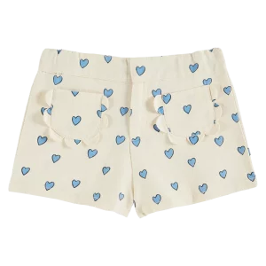 short écru coeur bleu volants