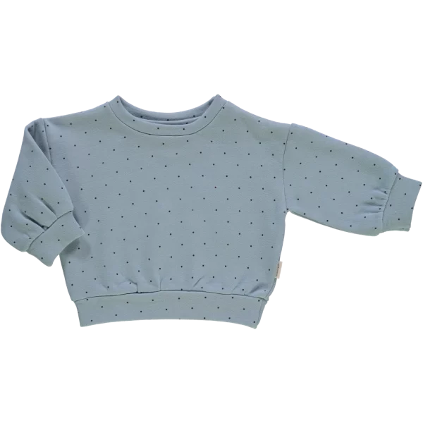 sweatshirt bébé bleu points noirs